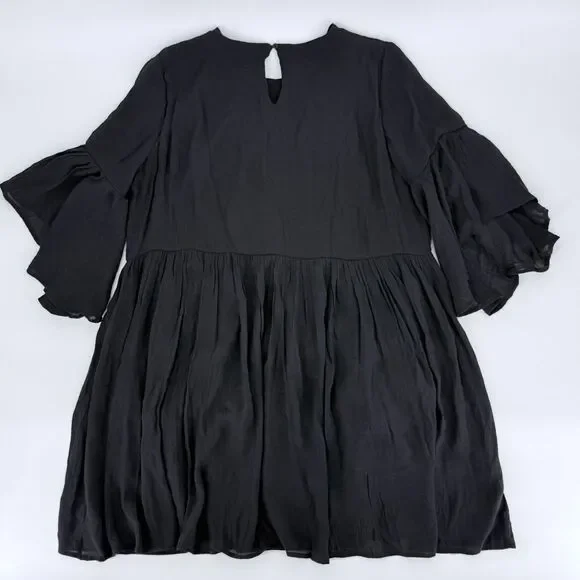 Boho Embroidered Babydoll Dress Black Cottagecore Flowy Fairy Style S - Picture 3 of 16